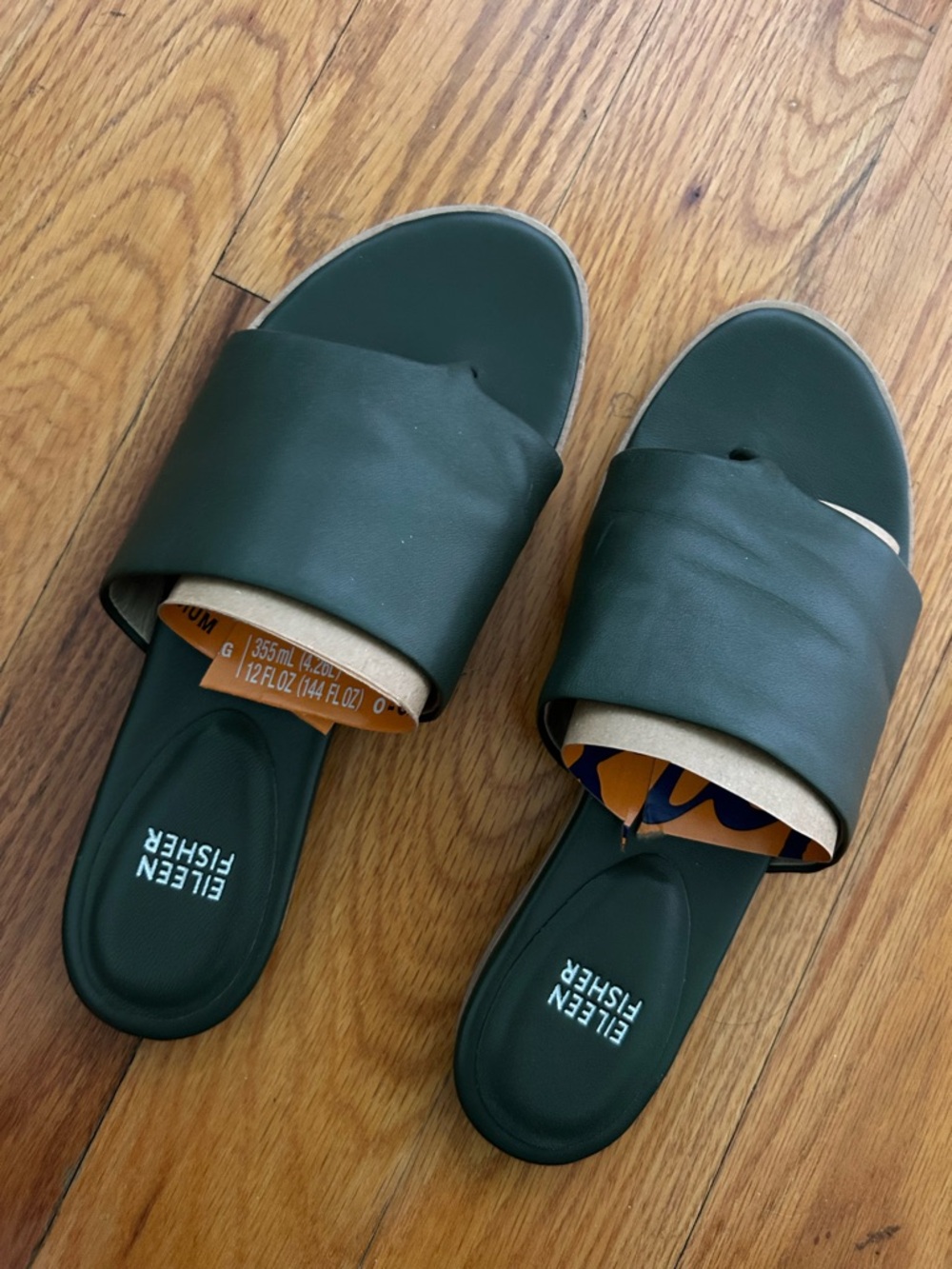 Eileen fisher edge leather slide sandal size 7.5
